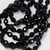 60" Black Czechoslovakian Jet Faceted Crystal Bead Long Rope Necklace, Mid 1900s