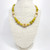 Apple Green and Cream Colored Carved Bakelite Bead Necklace, Brass Tone Clasp