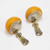 Amber Butterscotch Yellow Bakelite Button Brass-tone Clip On Earrings