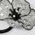 KJL Kenneth Jay Lane Long Stem Big Pave Crystal Flower Pin Brooch, Black Enamel