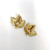 Painted Three Leaf Clip on Earrings in Gold, Green, and Brown. Vintage, Mid 1900