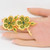 KJL Kenneth Jay Lane Green Crystal Stones Double Flower Pin in Gold