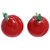 Candy Apple Red and Green Apple Button Earrings, Vintage Screw Back in Silver