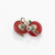 Candy Apple Red and Green Apple Button Earrings, Vintage Screw Back in Silver