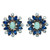 Easter Turquoise Cabochon, Sapphire, Aquamarine Crystal Clip on Earrings, 1900s
