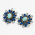 Easter Turquoise Cabochon, Sapphire, Aquamarine Crystal Clip on Earrings, 1900s