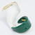 Oscar de la Renta Painted Calla Lily Cocktail Ring, Green and White Enamel, Gold