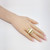 Kenneth Jay Lane Gold Double Ribbed Pearl Domed Cocktail Statement Ring