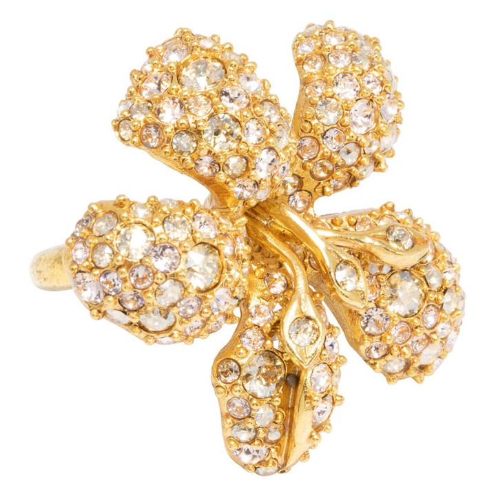 Oscar de la Renta Gold Poppy Flower Cocktail Statement Ring  Contemporary
