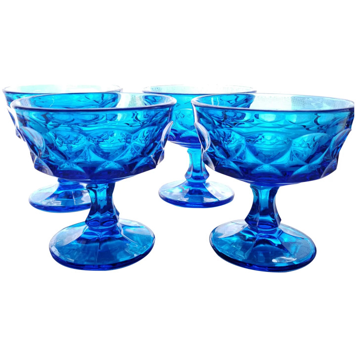 NORITAKE Perspective-Blue Champagne Tall Sherbet Set of 4