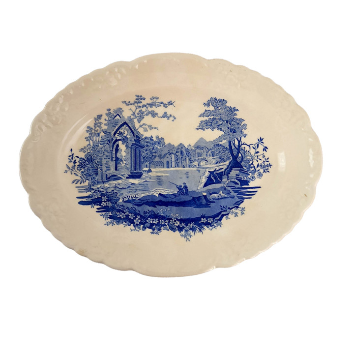 11" TAYLOR, SMITH & T TS&T English Abbey Blue Fairway Oval Serving Platter
