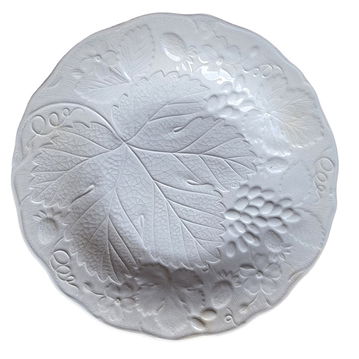 9" JACOB FURNIVAL & CO Fruit Garden White Ironstone Embossed Grapes & Leaves Plate