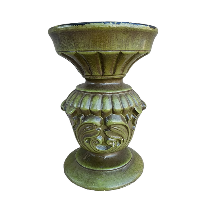 HAEGER Pottery Column Pedestal Pillar Candle Holder Avocado Green