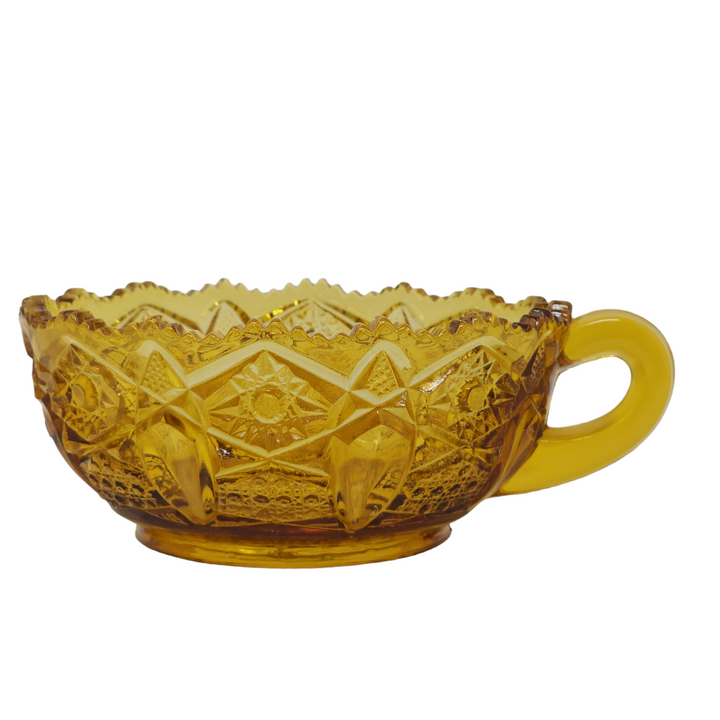 Smith Glass Amber Pressed Handled Nappy