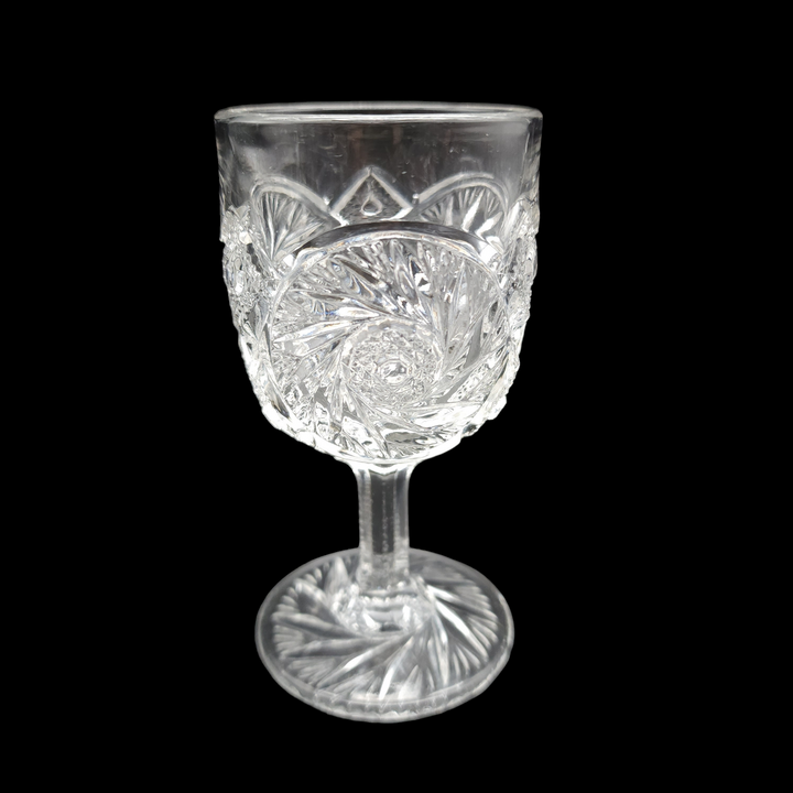  McKee Aztec Clear EAPG Early American Pinwheel Wine Glass 