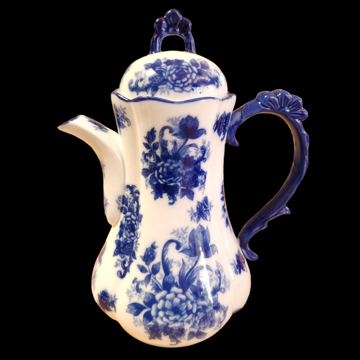 Cracker Barrel Blue And White Coffee Pot & Lid 5 Cups