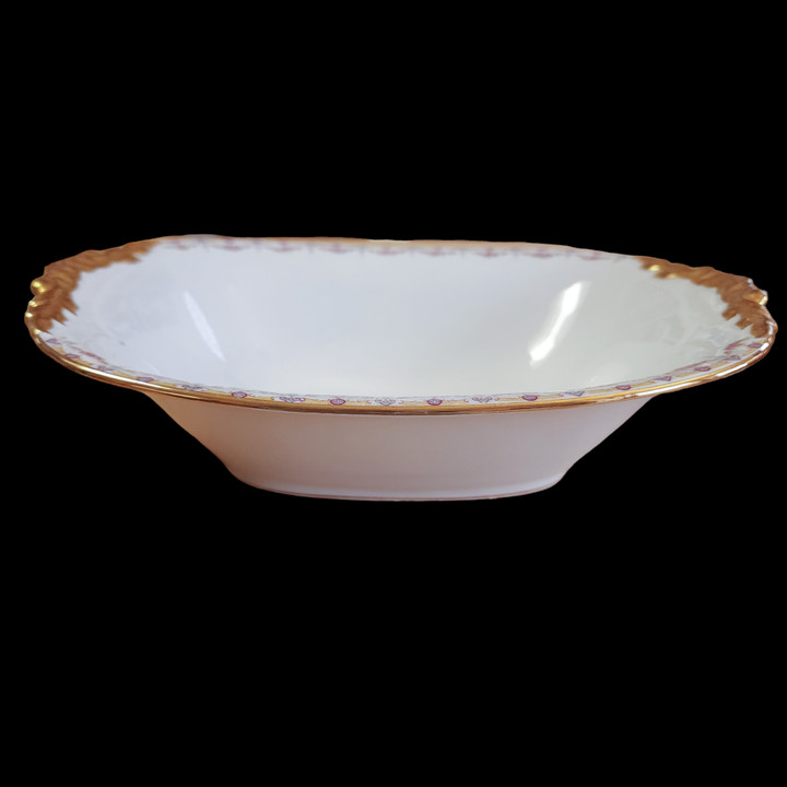 Jean Pouyat Limoges Rose Swags Yellow Pink Scrolls France Rectangular Vegetable Dish