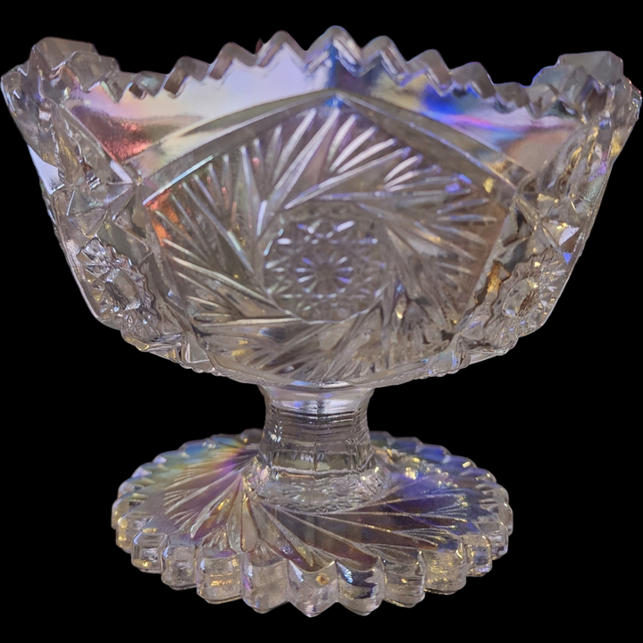Smith Glass Aztec White Carnival Footed Bowl