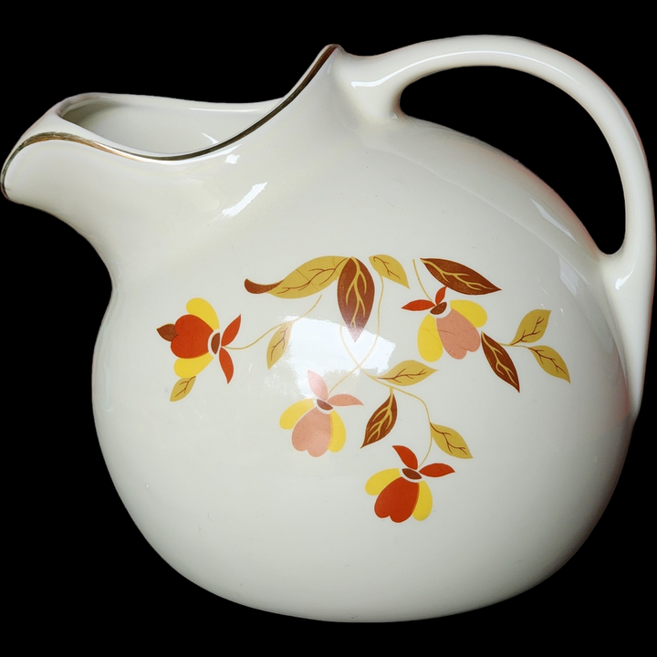 80 Oz Hall Autumn Leaf Orange Yellow Flowers Brown & Tan Leaves Ball Jug with Ice Lip