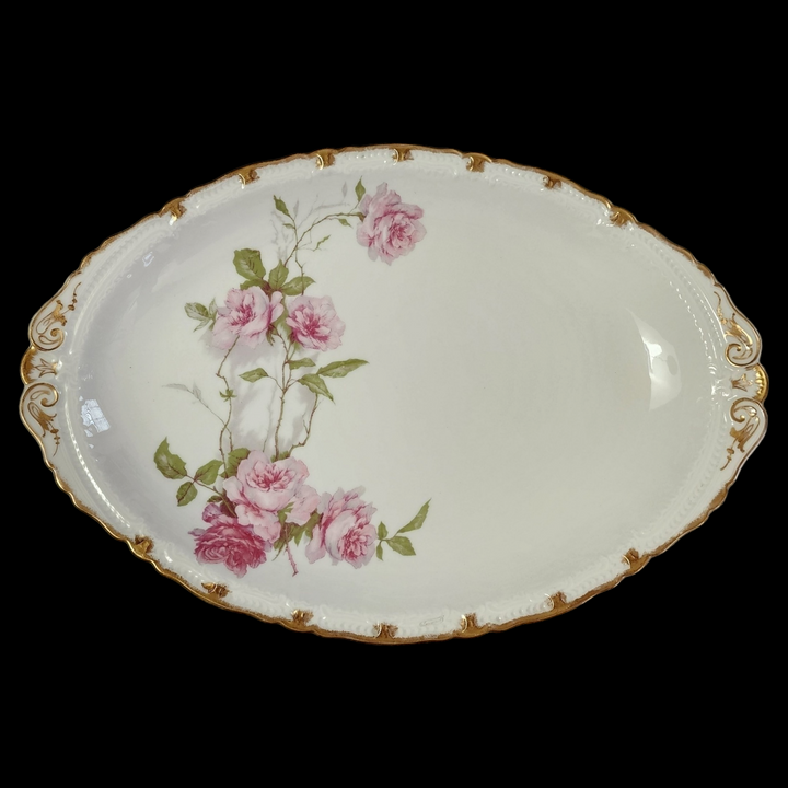 16" Haviland Limoges Baltimore Rose Pink Oval Serving Platter