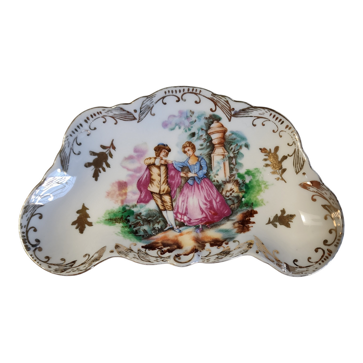 Nippon Kyoto Capital "K" in a Wreath Hand painted Bone Dish Japan