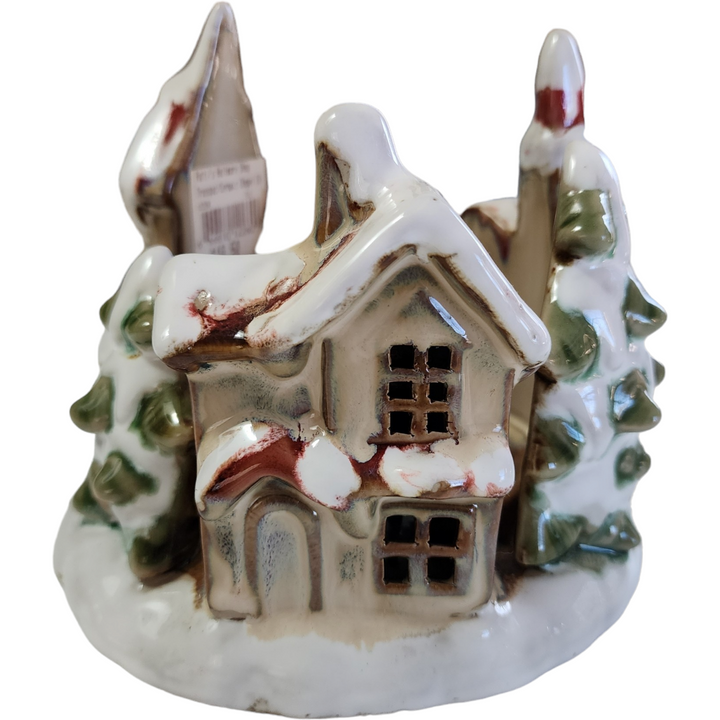 Tii Collections Ceramic Chapel Holiday Christmas Home Décor  Candle Holder 