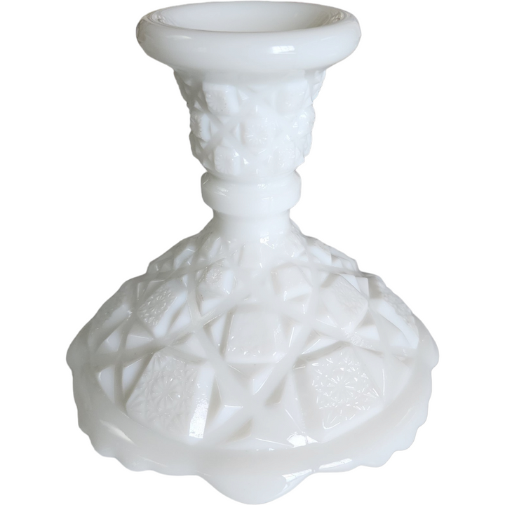 Westmoreland Old Quilt Milk Glass Single Light Candlestick