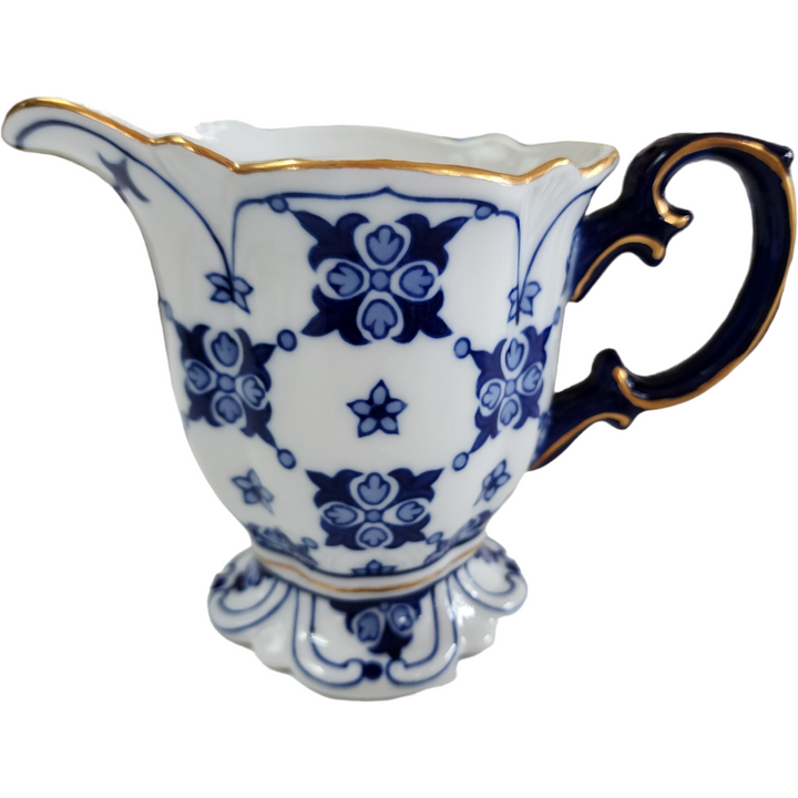 Bombay  Blue White Gold Trim Star Design Creamer