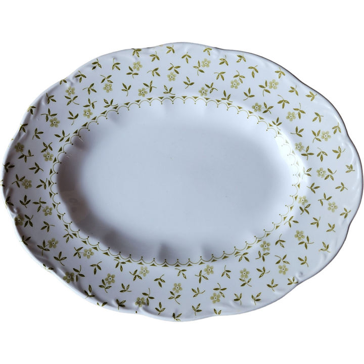 13" Meakin J & G Elysee Forget Me Not Green Oval Serving Platter