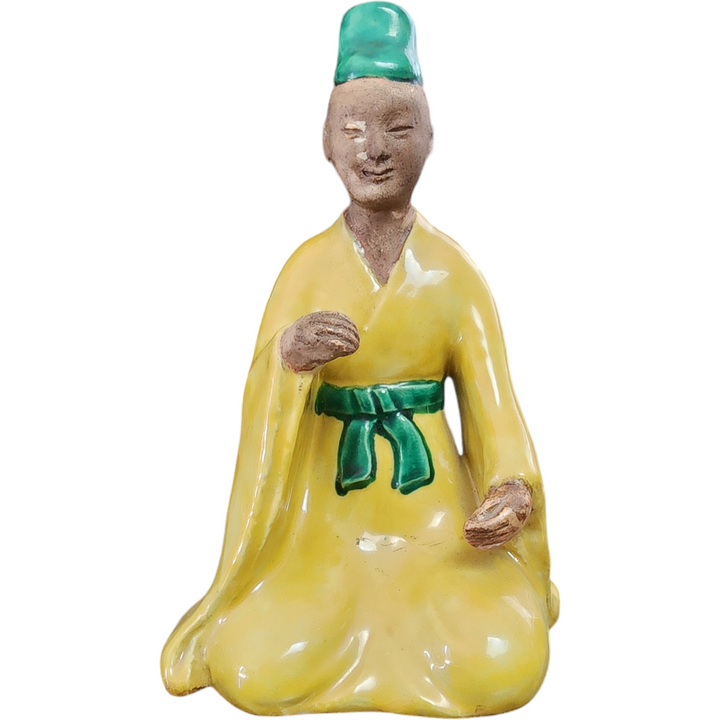 Chinese Mudman Sancai Glazed Scholar Figurine 