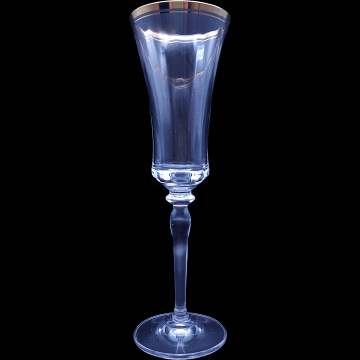 9" Mikasa Jamestown Clear Gold Trim Fluted Champagne Glass 