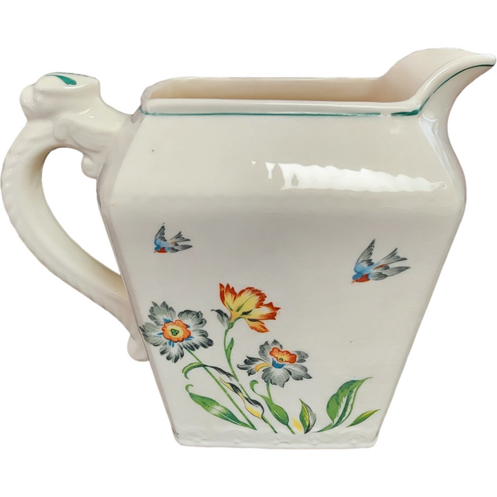 Harker Pottery Flowers & Bird Water Milk Pitcher