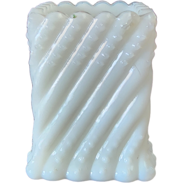 Wirths Bros Square Milk Glass EAPG Toothpick Holder Ribbed Pattern