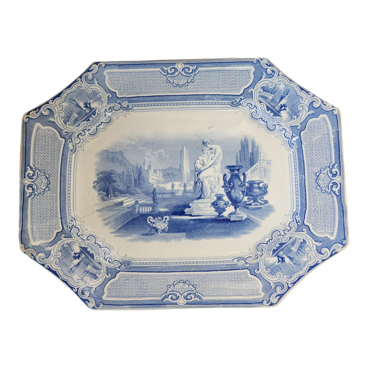 Cork, Edge & Malkin Corrella Blue Scenes 15" Rectangular Serving Platter