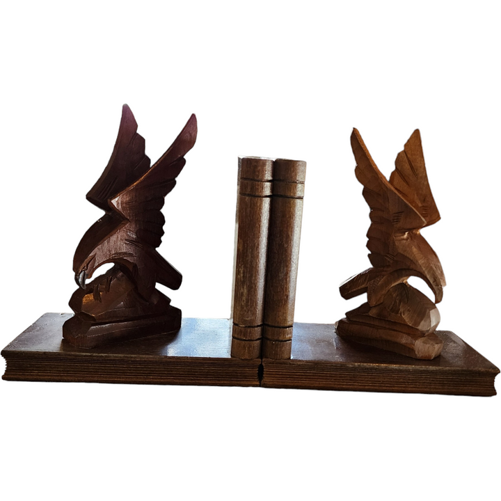 Art Deco Handmade Two Eagle Sculptures Bookends