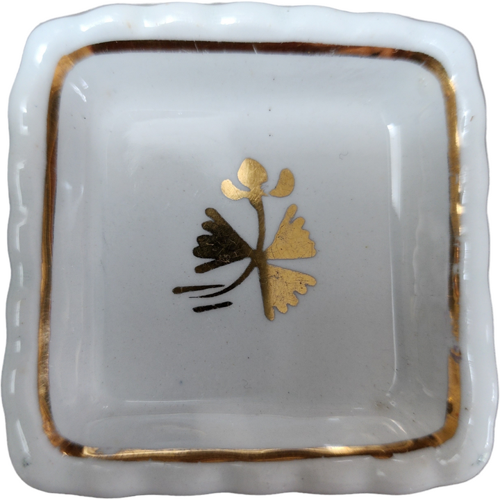 2" Powell Bishop & Stonier Copper Band White Ironstone Nappy Butter Pat