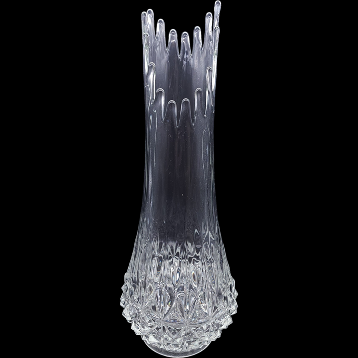 19" Smith Glass Solitaire Clear Pressed Glass Swung Bud Vase