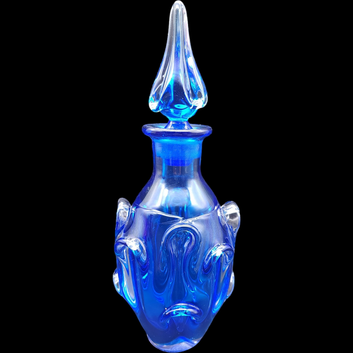 Cobalt Blue Twist Decanter With Clear Tip Stopper