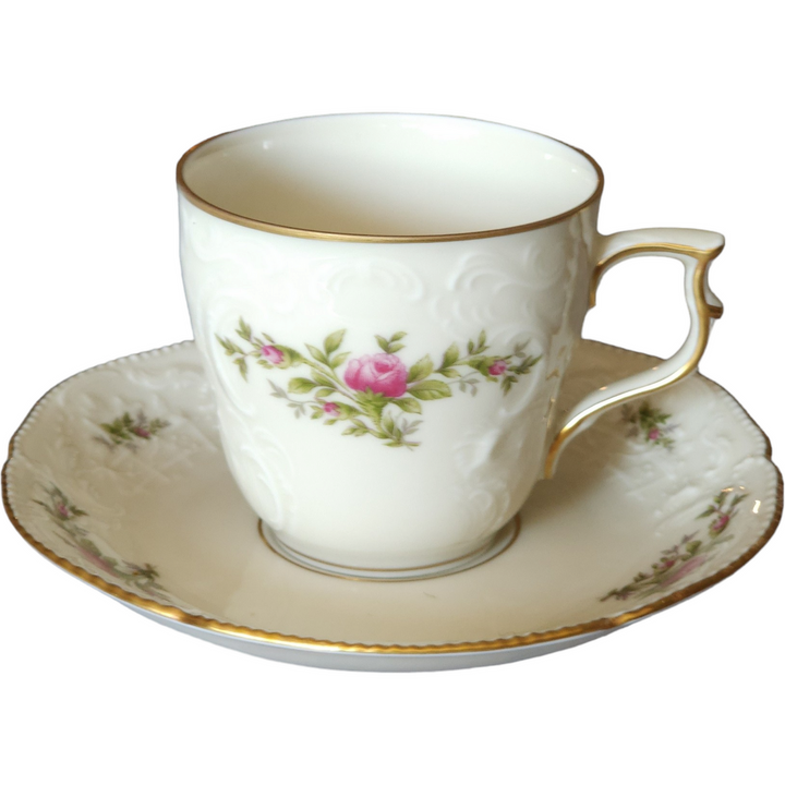 Rosenthal Continental Sanssouci Rose Ivory Gold Trim Flat Demitasse Cup & Saucer Set