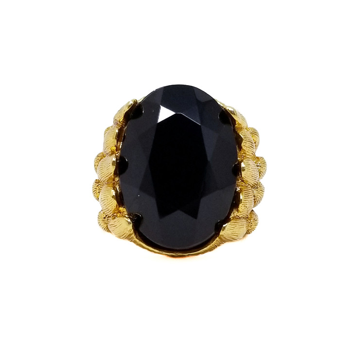 Oscar de la Renta Jet Black Monarch Statement Ring in Gold