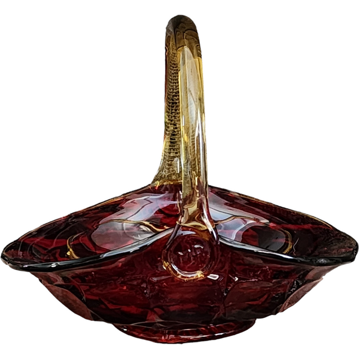 Indiana Tiara Glass Constellation Sunset Red Basket Vase