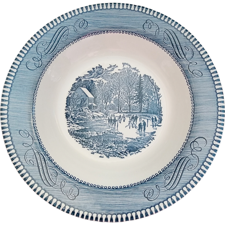 8" Royal USA Currier and Ives Blue Rim Soup Bowl