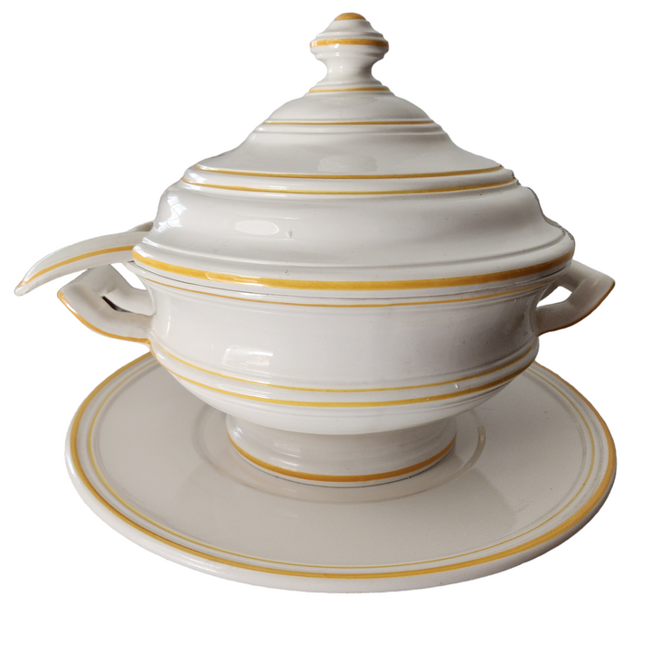 Bitossi Italian Majolica Soup Tureen with Ladle and Plate