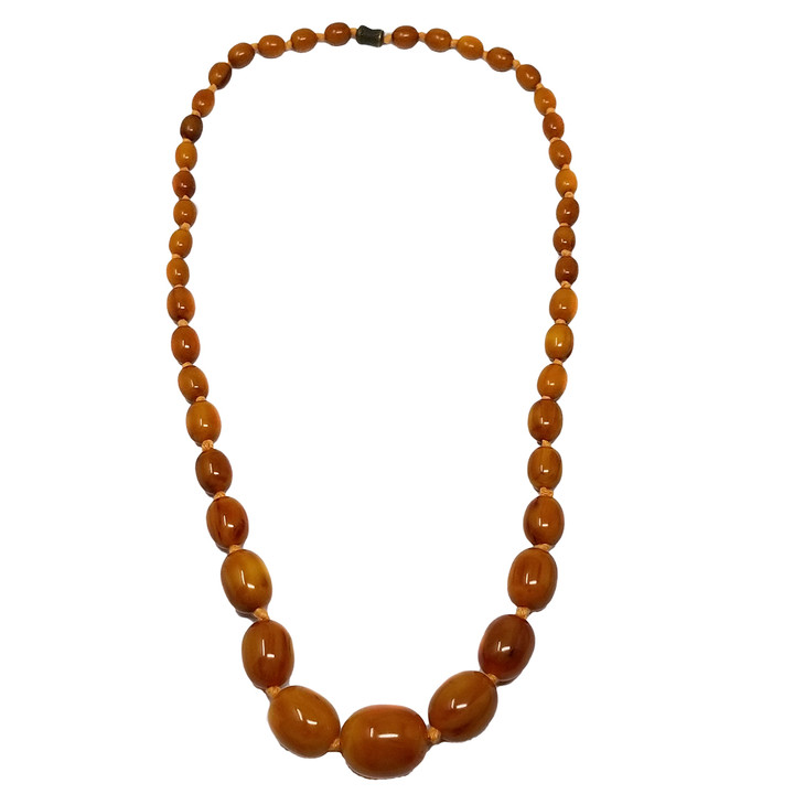 Vintage Butterscotch Amber Bakelite 29" Graduated Bead Necklace