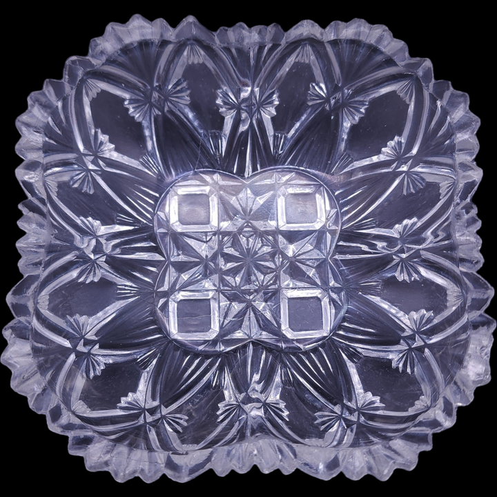 Jones Cavitt and Co Diamond Fan Pressed Glass Square Fruit Bowl