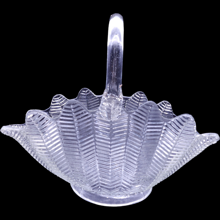 Smith Glass Pressed Crystal Clear Large Basket