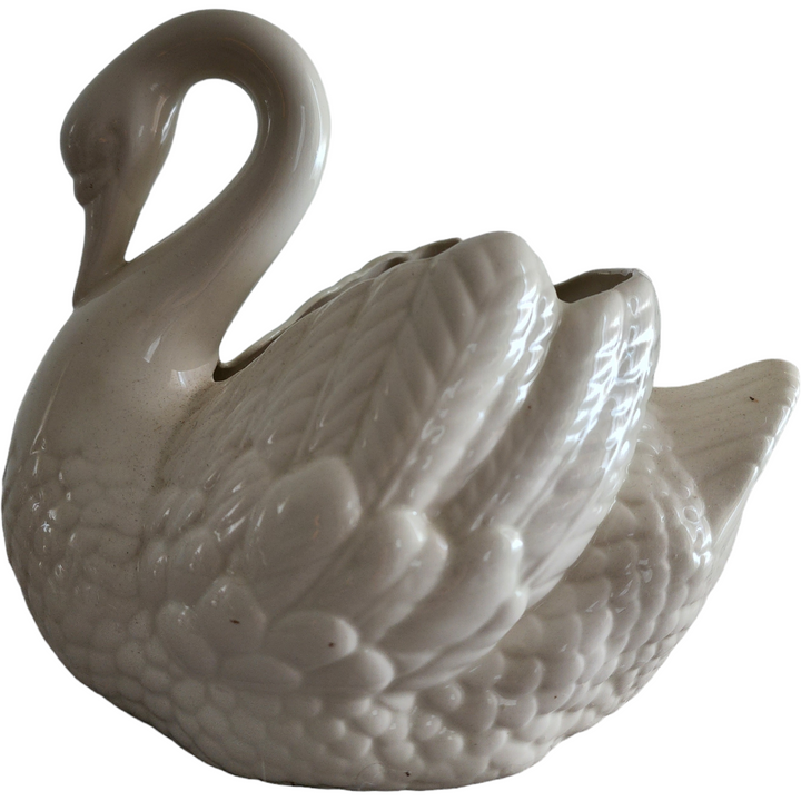 Holland Mold White Porcelain Swan Planter Vase Bowl
