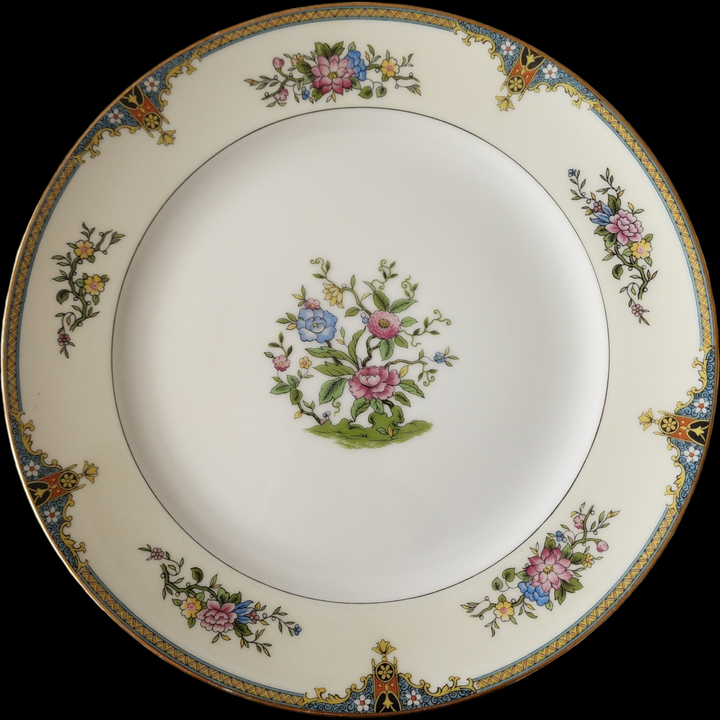 Noritake Florals Cream Band Blue & Yellow Edge Dinner Plate