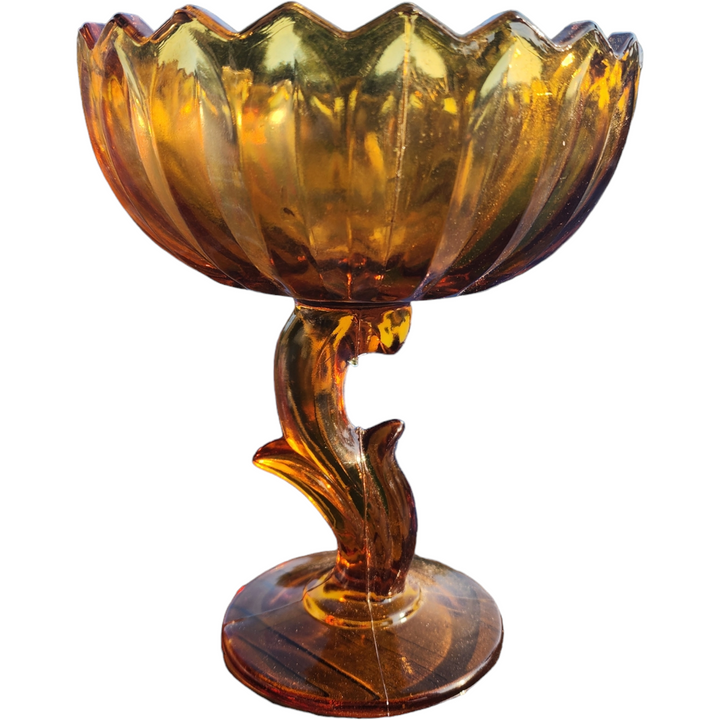 Indiana Glass Lotus Blossom Amber Round Compote