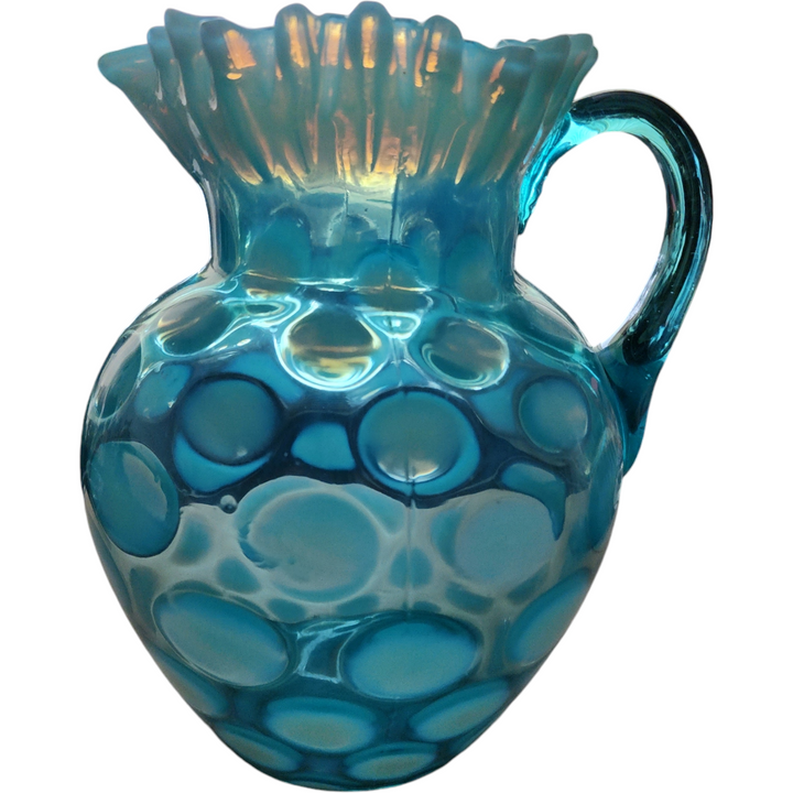 Fenton Coin Spot Blue Opalescent Pitcher